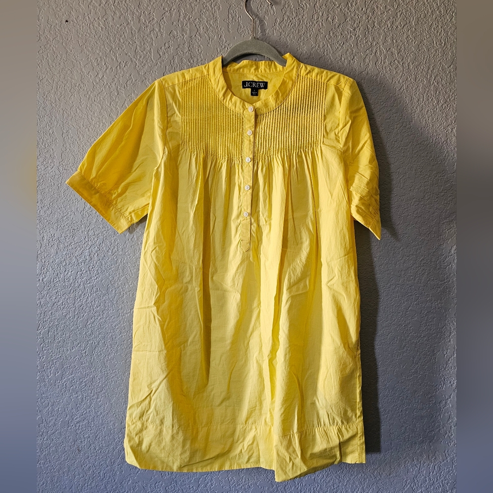 J.CREW Yellow Pintuck Popover Dress Size 5